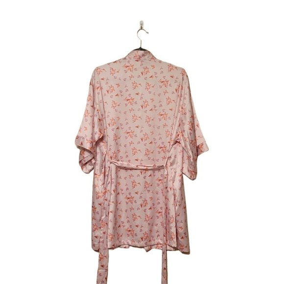 Victoria's Secret Womens Robe Pink S  Satin with  Belt 3/4 Sleeve - Picture 4 of 6